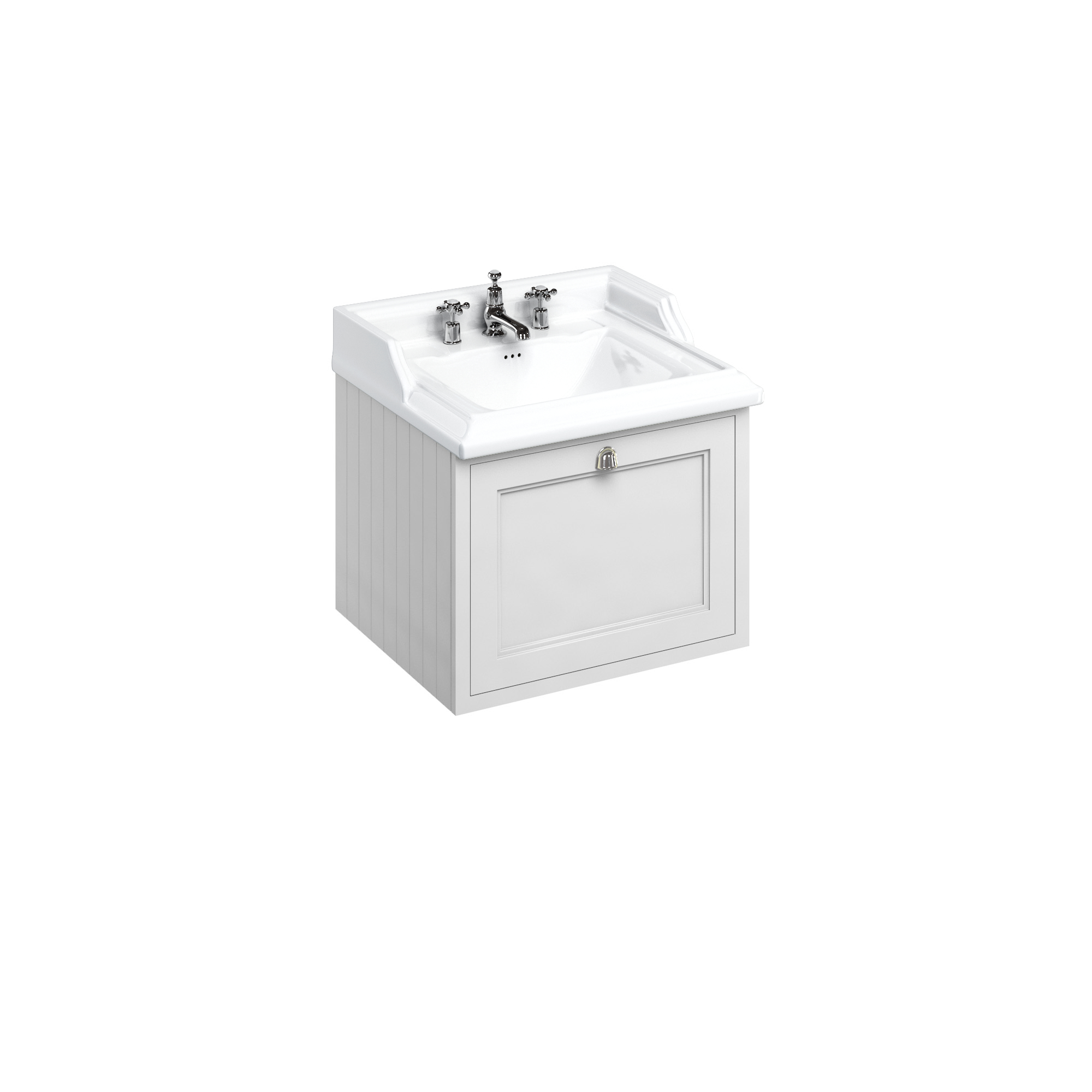 Wall Hung 65 Vanity Unit single drawer - Matt White and Classic basin 3 tap holes